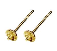 My-Bead 1 Paar Ohrstecker Rohlinge 925 Sterling Silber 24K vergoldet mit Ohrmuttern Schmuckherstellung basteln Steine und Perlen DIY