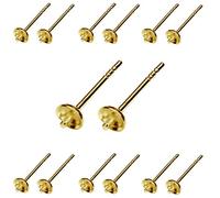 My-Bead 10 Paar Ohrstecker Rohlinge 925 Sterling Silber 24K vergoldet mit Ohrmuttern Schmuckherstellung basteln Steine und Perlen DIY