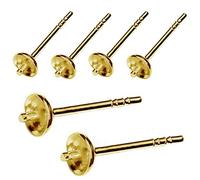 My-Bead 3 Paar Ohrstecker Rohlinge 925 Sterling Silber 24K vergoldet mit Ohrmuttern Schmuckherstellung basteln Steine und Perlen DIY