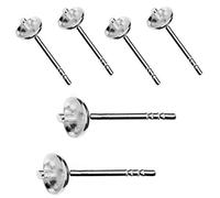 My-Bead 3 Paar Ohrstecker Rohlinge 925 Sterling Silber inklusive Ohrmuttern Schmuckherstellung basteln Steine und Perlen DIY