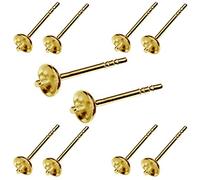 My-Bead 5 Paar Ohrstecker Rohlinge 925 Sterling Silber 24K vergoldet mit Ohrmuttern Schmuckherstellung basteln Steine und Perlen DIY