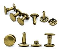 My Belt - 25 Stück Hohlnieten für Leder, Ledernieten 8mm Altmessing, Doppelkappe Nieten, Gürtelnieten Kappe