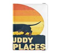 My Buddy in Low Places Reisepass- und Impfkarten-Brieftasche, Dackel-Leder, Kombi-Reisepasshülle mit Impfkartenschlitz, Reisepasshülle mit RFID-Blockierung, für Damen und Herren, wasserdicht