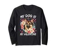 My Dog is My Valentine Valentine's Day Deutscher Schäferhund Langarmshirt