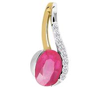 My Gold Damen Anhänger Rubin Gold 585 Steinanhänger (Ohne Kette) Gelbgold Weißgold (14 Karat) 18mm x 7mm Diamant 0.06ct Maia V0011736