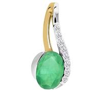 My Gold Damen Anhänger Smaragd Gold 585 Steinanhänger (Ohne Kette) Gelbgold Weißgold (14 Karat) Diamant 0,06ct. 18mm x 7mm Maia V0011738