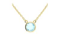 My Gold Damen Halskette Mit Festem Anhänger Echtes Gelbgold 333 Gold (8 Karat) Edelstein Blautopas Rund 45cm Kette Emmanuelle L-07947-G301-BLU