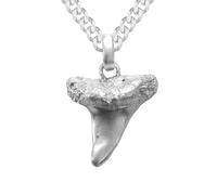 My Gold Damen & Herren Haizahn Kette 925 Sterlingsilber (Halskette & Anhänger) MASSIV 45cm Länge Panzerkette Shark Silver Set Y-06233-S911-FP30-K45cm