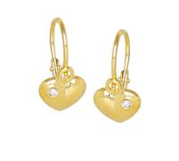 My Gold Herz Ohrhänger Ohrringe Echtes Gelbgold 585 Gold (14 Karat) 12mm x 6mm Herzform Zirkonia Goldohrringe Bambino V0003890