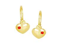 My Gold Herz Ohrhänger Ohrringe Echtes Gelbgold 585 Gold (14 Karat) 12mm x 6mm Herzform Zirkonia Goldohrringe Bambino V0003889