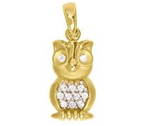 My Gold Kinder & Damen Anhänger Eule (Ohne Kette) Echtes Gelbgold 333 Gold (8 Karat) Mit Zirkonia 18mm x 7mm Alice V0012443