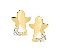 My Gold Mädchen Kinder Ohrringe Gold 333 Engel Ohrstecker Stecker Echtes Gelbgold (8 Karat) Zirkonia 8mm x 6mm Schutzengel Modern Angel V0012507