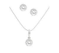 My Gold Schmuckset (Halskette & Ohrringe) Echtes Sterlingsilber 925 Silber Zirkonia 45cm Amazone Set Y-04571-S921-CZC-whi-CZC-whi-F45cm