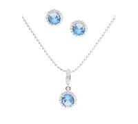 My Gold Schmuckset (Halskette & Ohrringe) Echtes Sterlingsilber 925 Silber Zirkonia Hellblau 45cm Amazone Set Y-04572-S921-CZC-whi-CZC-lbl-F45cm