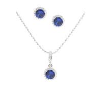 My Gold Schmuckset (Halskette & Ohrringe) Echtes Sterlingsilber 925 Silber Zirkonia Königsblau 45cm Amazone Set Y-04825-S921-CZC-whi-CZC-blu-F45cm