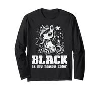 My Happy Color Alt Emo Einhorn für Mädchen, Kinder, Damen, Schwarz Langarmshirt
