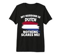 My Husband is Dutch Lustiges Holland Flagge Ehefrau Geschenk Premium T-Shirt