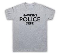 My Icon Art & Clothing Stranger Hawkins Police Department Sci Fi Horror TV Herren T-Shirt, Grau, Small