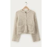 My Jewellery Beigefarbene Bouclé-Strickjacke mit Knöpfen und Taschen | My Jewellery XS