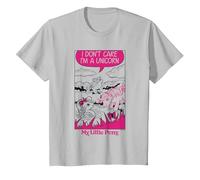 My Little Pony Classic Vintage Don't Care I'm A Unicorn Neon T-Shirt, Kinder, Silber, 116