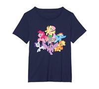 My Little Pony Die Ponys zusammen T-Shirt, Damen Große Größen, Marineblau, 4X