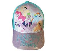 My Little Pony Kinder Glitzer-Kappe Happy Ponies! Applejack, Rainbow Dash, Pinkie Pie, Spike The Dragon, Rarity Baseballcap, Cappy, Schirmmütze für Mädchen (54, Türkis)