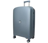 MY TRAVEL BAG Hartschalen-Koffer Trolley Tasche Reisekoffer Polypropylen (Handgepäck-Mittel-Groß-Set) 360° Zwillingsrollen (Gra-Blau, Mittlerer Koffer (67cm))