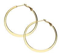 MYA art Damen Creolen Runde Ringe hängend mit Stecker Edelstahl Gold Gelbgold Vergoldet Große Ohrringe Rund Groß Flach 5cm MYAGOOHR-43-50mm