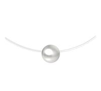MYA art Damen Halskette Collier Kette Halsband 925 Sterling Silber Nylon Nylonband mit einer Perle Kugel Anhänger Perlenkette Weiß Brautschmuck MYASIKET-89