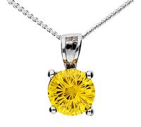 MYA art Damen Kette Halskette 925 Silber mit Zirkonia Solitär Anhänger Citrin Gelb MYASIKET-14