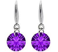 MYA art Damen Ohrhänger Ohrringe Hängend 925 Sterling Silber mit Zirkonia Solitär Kristall Lila Amethyst Stein Anhänger MYAWGOHR-57B
