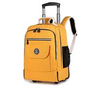 MYALQ Handgepäck Trolley Koffer mit Rollen - Wheeled Backpack Laptop Rucksack 18 Liter für Schule, Business, Reisen, Klein Stoff (9 Farben), Beige