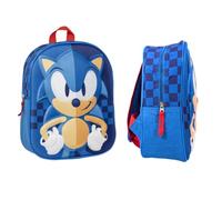 mybagstory - 3D Kinderrucksack Sonic - Blau - Kinder - Schule - Kindergarten - Kindergarten - Schulranzen Jungen - Größe 31 cm - Verstellbare Träger - Geschenkidee, Sonic Blau, enfant