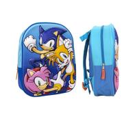 mybagstory - 3D Sonic Rucksack für Jungen, Blau, Kinder, Schule, Kindergarten, Kindergarten, Schulranzen, Jungen, Größe 31 cm, verstellbare Träger, Geschenkidee, Sonic Blau, enfant