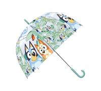 mybagstory Bluey Kinder-Regenschirm, transparent, Glocke, 45,7 cm, hoher Schutz, automatische Öffnung, offizielles blaues Regenzubehör für Jungen und Mädchen
