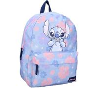 mybagstory Lilo & Stitch Disney Rucksack, Schulranzen für Mädchen und Jungen, Blumendruck, Hawaiianisch, Blau, ideal für Grund- und Mittelschule, Maße: 39 x 29 x 12 cm