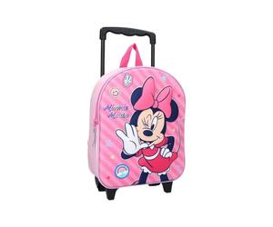 mybagstory Rucksack für Kinder - Trolley - Minnie Mouse - 3D - Rosa - Kinder - Schule - Kindergarten - Kindergarten - Mädchen - Größe 32 cm - verstellbare Träger - Rollen - Geschenkidee, Minnie Maus