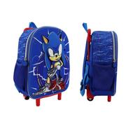 mybagstory Rucksack mit Rollen, 3D, für Jungen, Sonic - Blau - Kinder - Schule - Kindergarten - Schulranzen für Jungen - verstellbare Träger - Geschenkidee - Rollen, 30,5 cm