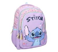 mybagstory Rucksack Stitch Spring Smiles Disney | Großer Schulranzen Violett | 3 geräumige Fächer für Mädchen und Jugendliche | Gepolsterte und verstellbare Schultergurte | Ideal für College und