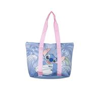 mybagstory | Strandtasche Stitch für Kinder | große Tasche für Pool Urlaub | Sommertasche wasserdicht | Motiv Blau | 47 x 33 x 10 cm