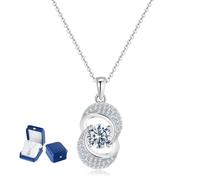 MYBELLNA Moissanite Halskette für Frauen Mom,1ct D Farbe VVS1 Klarheit Halo Brilliant Runde Schnitt Labor Diamant Anhänger Halskette für Frauen Verlobung Hochzeit Muttertag Kette
