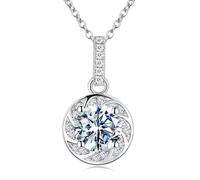 MYBELLNA Moissanite Halskette für Frauen Mom,1ct D Farbe VVS1 Klarheit Halo Brilliant Runde Schnitt Labor Diamant Anhänger Halskette für Frauen Verlobung Hochzeit Muttertag Kette (Necklace-4)