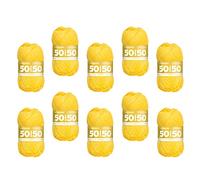 myboshi 50/50-Ganzjahres-Wolle aus Baum- und Merinowolle, für Oberbekleidung geeignet, Mulesing-frei, hochwertiges Häkel-/Strickgarn, 50g, Ll 110m Gelb (Löwenzahn), 10 Knäuel