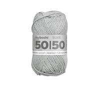 myboshi 50/50-Ganzjahres-Wolle aus Baum- und Merinowolle, für Oberbekleidung geeignet, Mulesing-frei, hochwertiges Häkel-/Strickgarn, 50g, Ll 110m Grau (Silber), 1 Knäuel