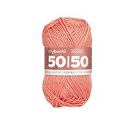 myboshi 50/50-Ganzjahres-Wolle aus Baum- und Merinowolle, für Oberbekleidung geeignet, Mulesing-frei, hochwertiges Häkel-/Strickgarn, 50g, Ll 110m Rosa (Rouge), 1 Knäuel