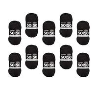 myboshi 50/50-Ganzjahres-Wolle aus Baum- und Merinowolle, für Oberbekleidung geeignet, Mulesing-frei, hochwertiges Häkel-/Strickgarn, 50g, Ll 110m Schwarz (Schwarz) 10 Knäuel