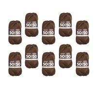 myboshi 50/50-Ganzjahres-Wolle aus Baum- und Merinowolle, für Oberbekleidung geeignet, Mulesing-frei, hochwertiges Häkel-/Strickgarn, 50g, Ll 110m Braun (Walnuss), 10 Knäuel