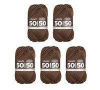 myboshi 50/50-Ganzjahres-Wolle aus Baum- und Merinowolle, für Oberbekleidung geeignet, Mulesing-frei, hochwertiges Häkel-/Strickgarn, 50g, Ll 110m Braun (Walnuss) 5 Knäuel