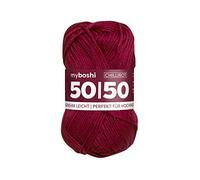 myboshi 50/50-Ganzjahres-Wolle aus Baum- und Merinowolle, für Oberbekleidung geeignet, Mulesing-frei, hochwertiges Häkel-/Strickgarn, 50g, Ll 110m Rot (Chillirot), 1 Knäuel