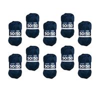 myboshi 50/50-Ganzjahres-Wolle aus Baum- und Merinowolle, für Oberbekleidung geeignet, Mulesing-frei, hochwertiges Häkel-/Strickgarn, 50g, Ll 110m Blau (Marine) 10 Knäuel